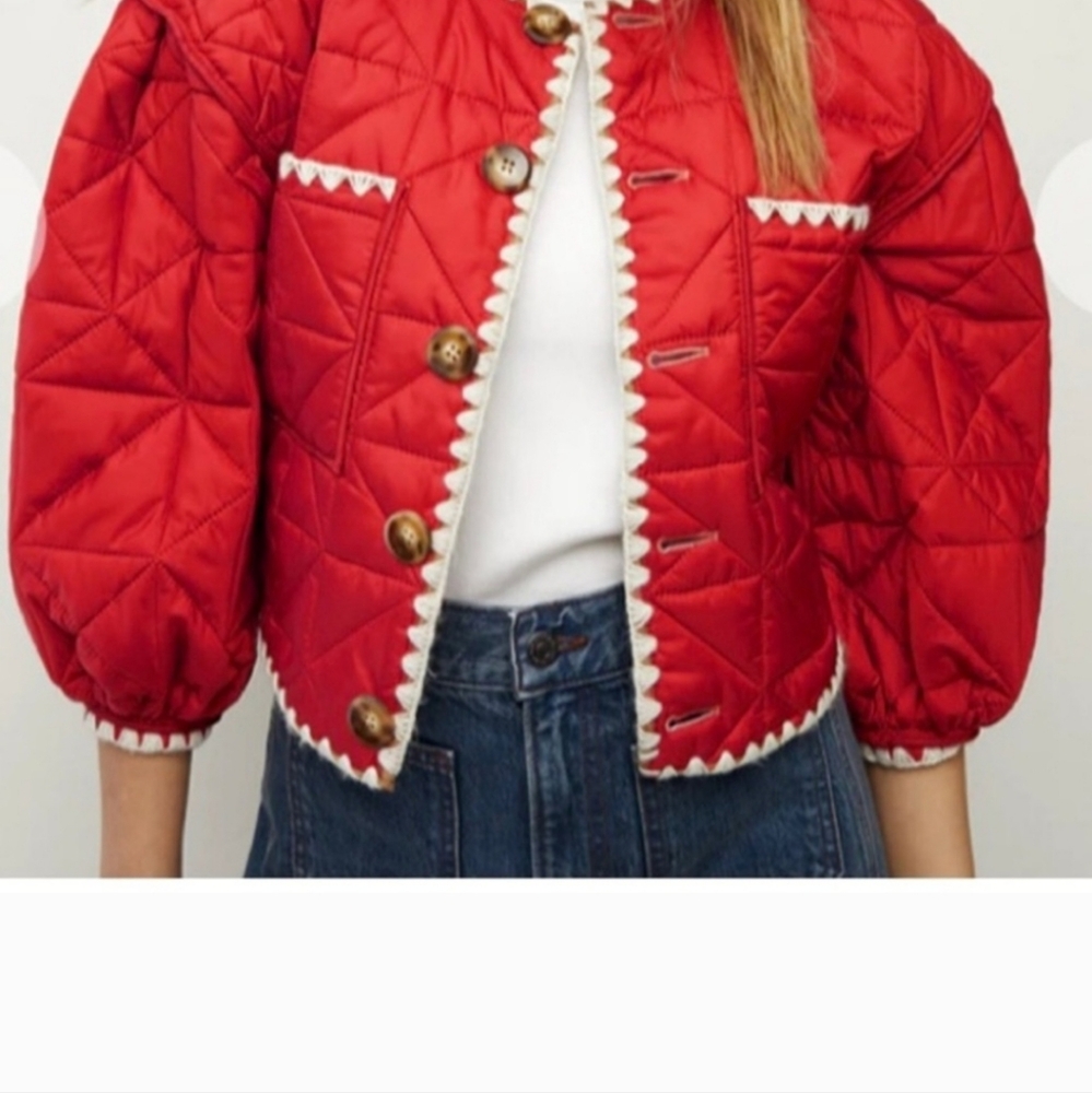 Veronica beard puffer cropped Quilted reverse  jacket